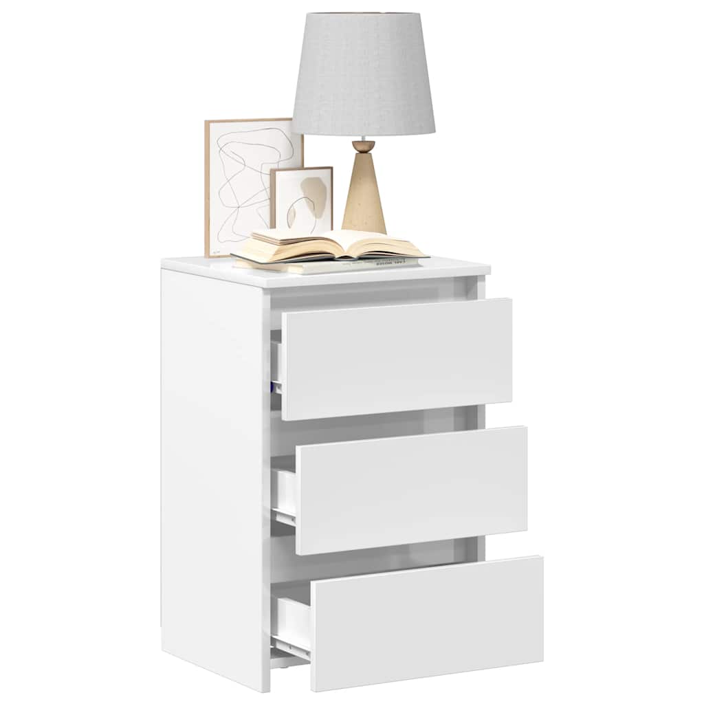 vidaXL Κομοδίνα 2 τεμ. Γυαλιστερό Λευκό 40x35x62,5 εκ. από Επεξ. Ξύλο