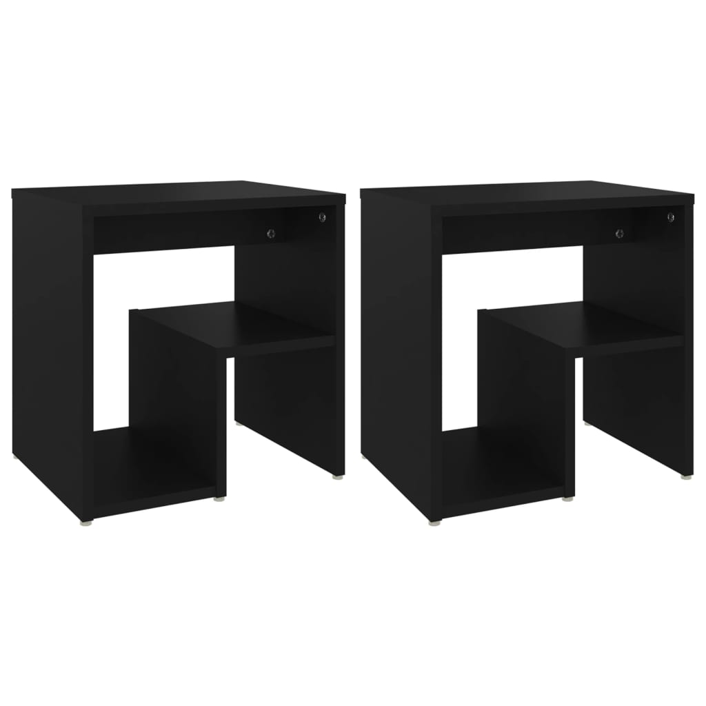 vidaXL Κομοδίνα 2 τεμ. Μαύρα 40 x 30 x 40 εκ. από Επεξ. Ξύλο