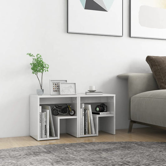 vidaXL Κομοδίνα 2 τεμ. Γυαλιστερό Λευκό 40x30x40 εκ. από Επεξ. Ξύλο