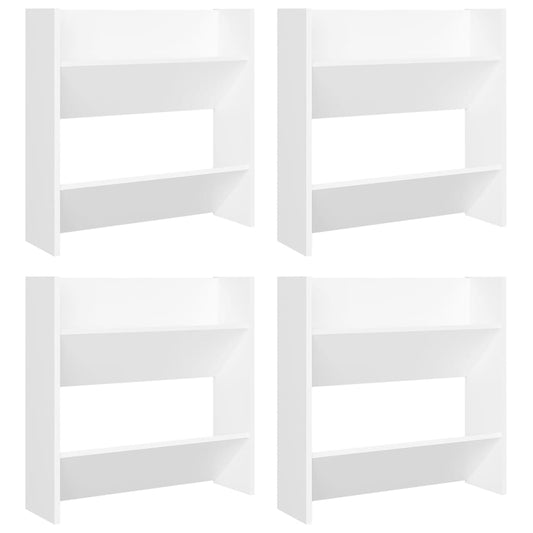 vidaXL Παπουτσοθήκες Τοίχου 4 τεμ. Λευκές 60x18x60 εκ. από Επεξ. Ξύλο