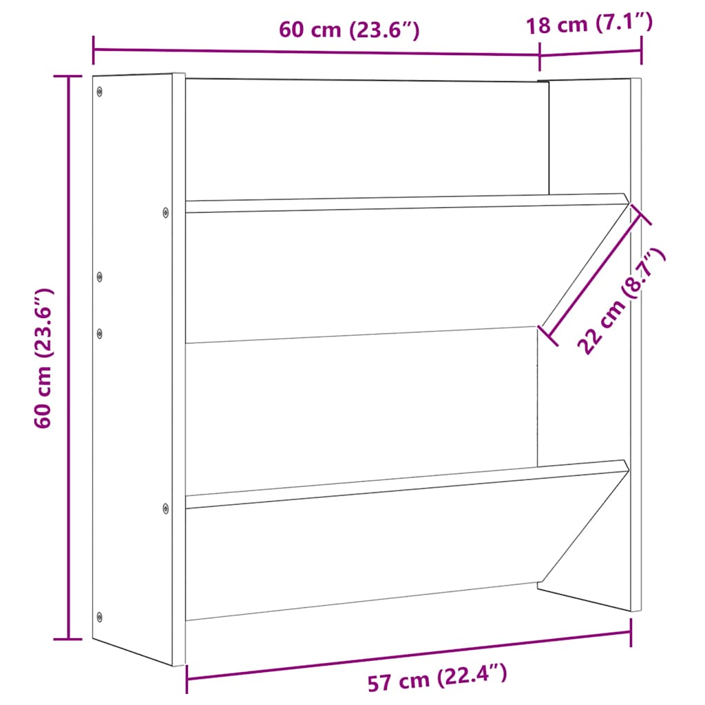 vidaXL Παπουτσοθήκες 2 τεμ. Sonoma Δρυς 60 x 18 x 60 εκ. Μοριοσανίδα