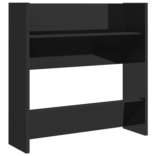vidaXL Παπουτσοθήκη Τοίχου Γυαλ. Μαύρο 60 x 18 x 60 εκ. Επεξ. Ξύλο