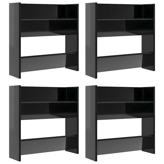 vidaXL Παπουτσοθήκες 4 τεμ. Γυαλ. Μαύρο 60 x 18 x 60 εκ. Επεξ. Ξύλο