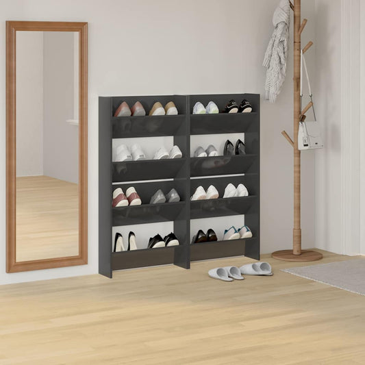 vidaXL Παπουτσοθήκες 4 τεμ. Γυαλ. Γκρι 60 x 18 x 60 εκ. Επεξ. Ξύλο