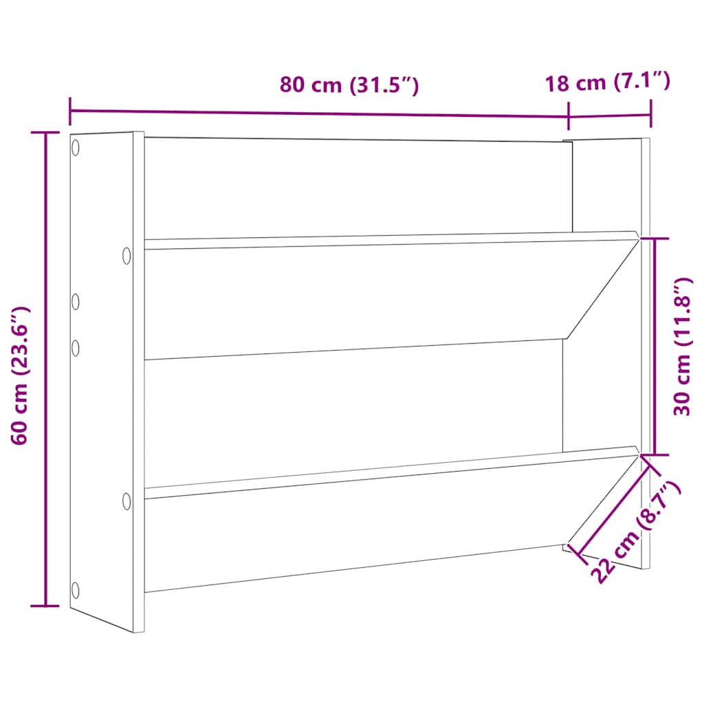 vidaXL Παπουτσοθήκη Τοίχου Μαύρη 80x18x60 εκ. Επεξ. Ξύλο