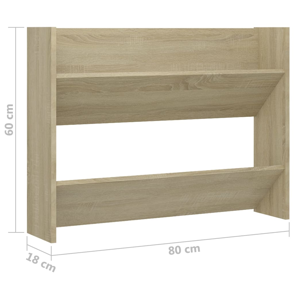 vidaXL Παπουτσοθήκη Τοίχου Sonoma Δρυς 80x18x60 εκ. Επεξ. Ξύλο