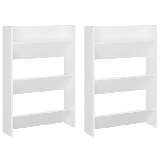 vidaXL Παπουτσοθήκες Τοίχου 2 τεμ. Λευκές 60x18x90 εκ. από Μοριοσανίδα