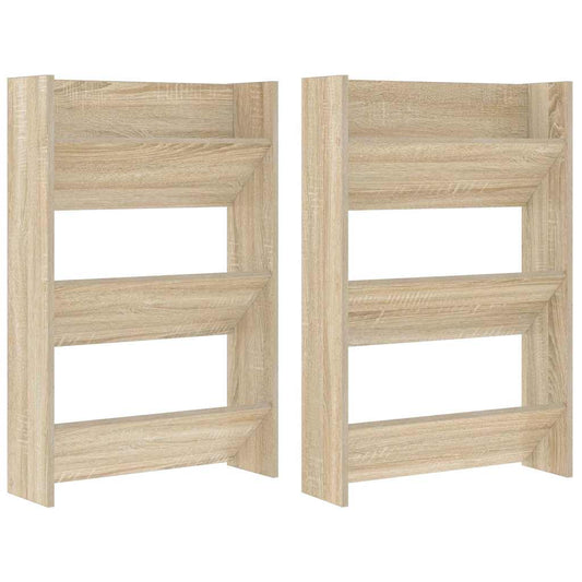 vidaXL Παπουτσοθήκες Τοίχου 2 τεμ. Sonoma Δρυς 60x18x90εκ. Μοριοσανίδα