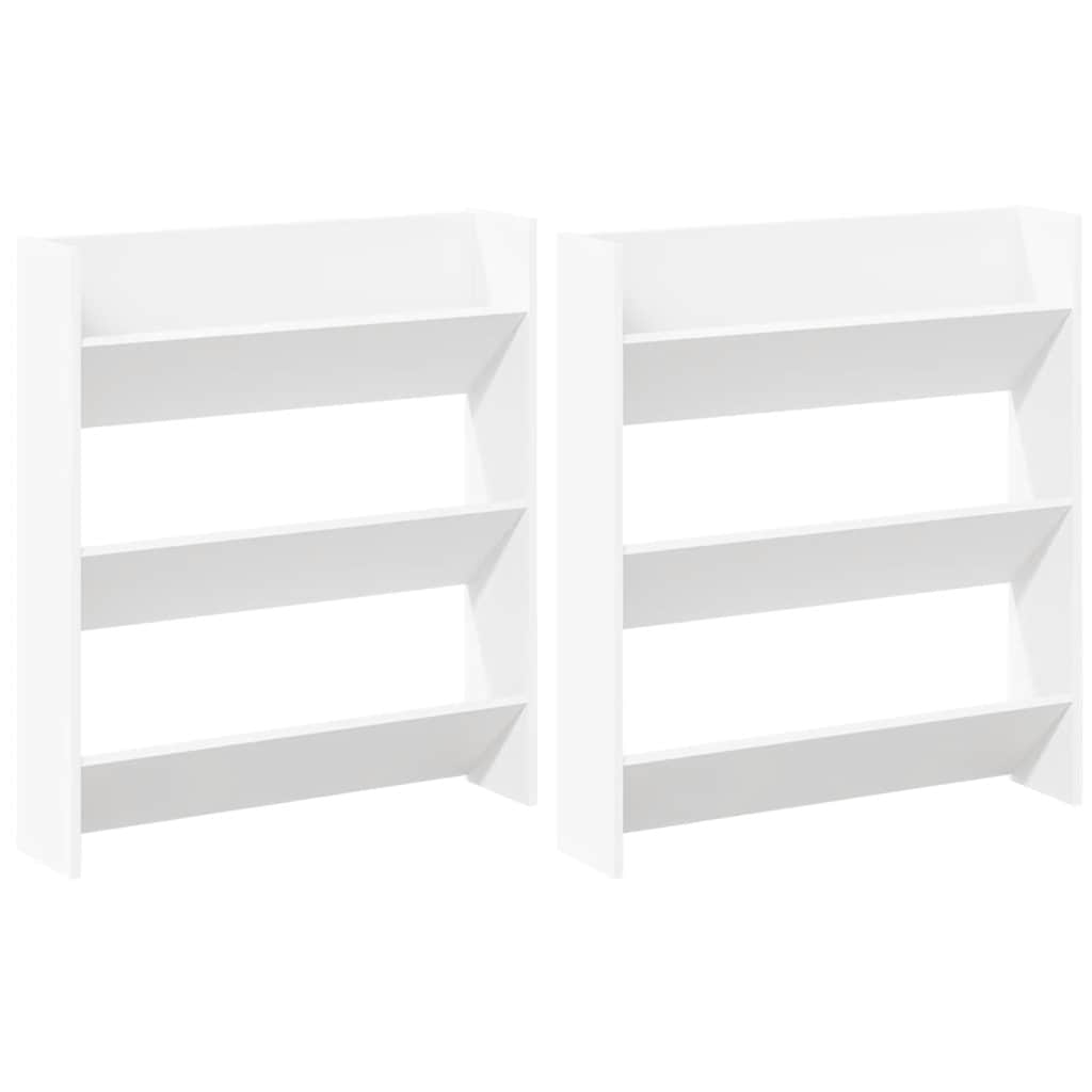 vidaXL Παπουτσοθήκες Τοίχου 2 τεμ. Λευκές 80x18x90 εκ. από Επεξ. Ξύλο