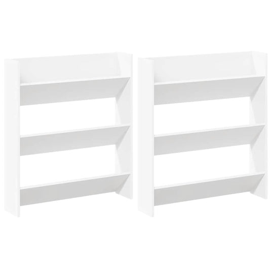 vidaXL Παπουτσοθήκες Τοίχου 2 τεμ. Λευκές 80x18x90 εκ. από Επεξ. Ξύλο