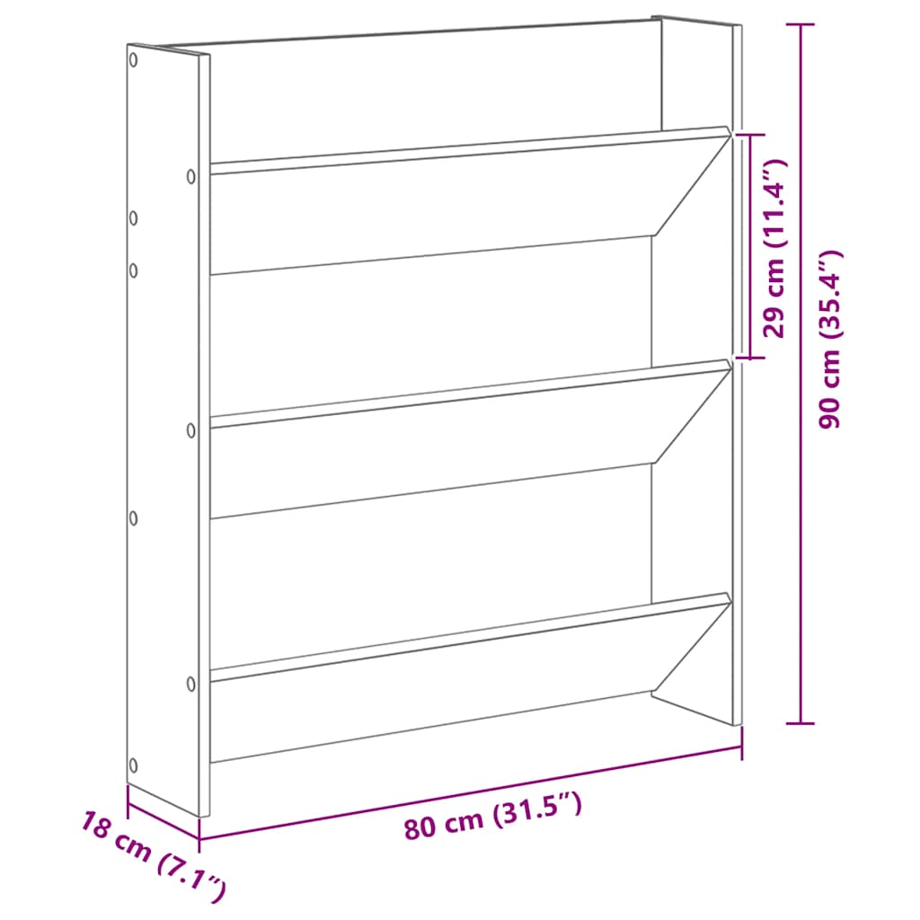 vidaXL Παπουτσοθήκες Τοίχου 2 τεμ. Λευκές 80x18x90 εκ. από Επεξ. Ξύλο