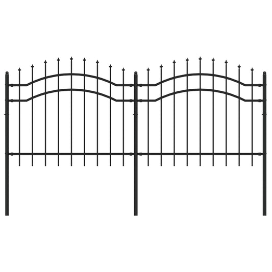 vidaXL Φράχτης Κήπου με Κορυφή Δόρυ Μαύρος 239x100 εκ. Ατσάλι με Ηλεκτροστατική Βαφή