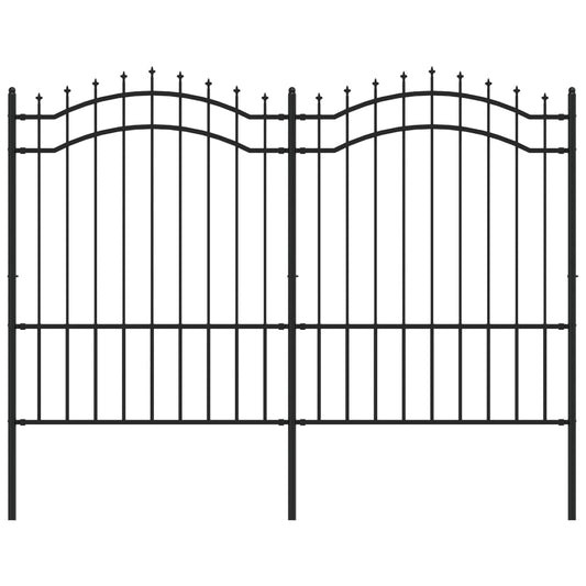 vidaXL Φράχτης Κήπου με Κορυφή Δόρυ Μαύρος 239x150 εκ. από Ατσάλι με Ηλεκτροστατική Βαφή