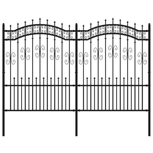 vidaXL Φράχτης Κήπου με Κορυφή Δόρυ Μαύρος 240x150 εκ. από Ατσάλι με Ηλεκτροστατική Βαφή