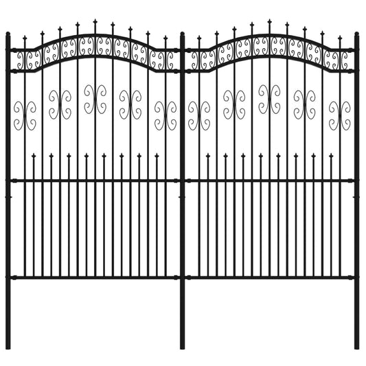 vidaXL Φράχτης Κήπου με Κορυφή Δόρυ Μαύρος 240x175 εκ. Ατσάλι με Ηλεκτροστατική Βαφή
