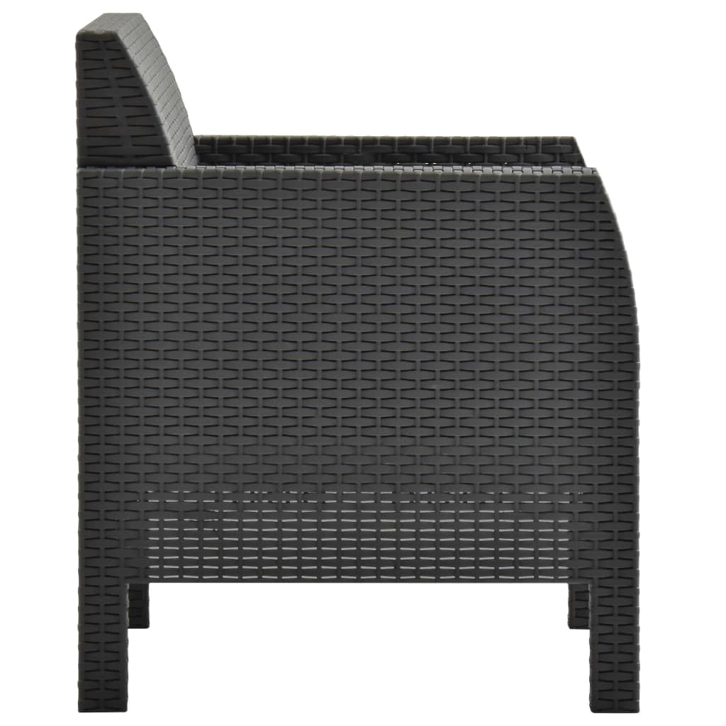 vidaXL Πολυθρόνες Κήπου με Μαξιλάρια 2 τεμ. Ανθρακί Ρατάν Πολυπ/λενίου