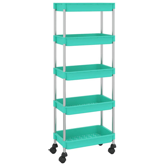 vidaXL Τρόλεϊ Κουζίνας 5 Επιπέδων Τιρκουάζ 42 x 29 x 128εκ. Σίδερο/ABS
