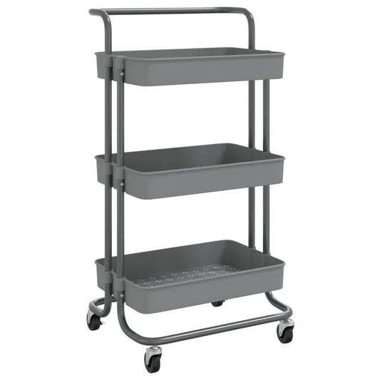 vidaXL Τρόλεϊ Κουζίνας 3 Επιπέδων Γκρι 42 x 35 x 85 εκ. Σίδερο/ABS
