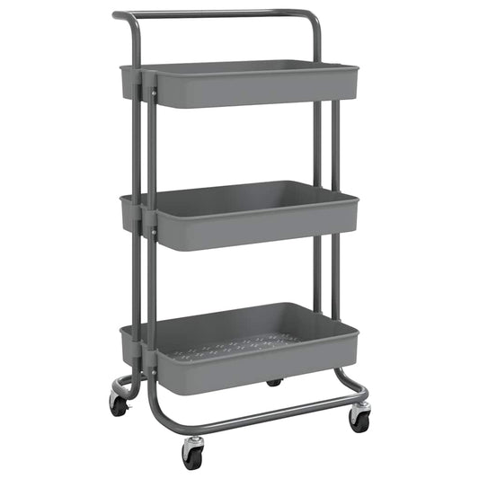vidaXL Τρόλεϊ Κουζίνας 3 Επιπέδων Γκρι 42 x 35 x 85 εκ. Σίδερο/ABS