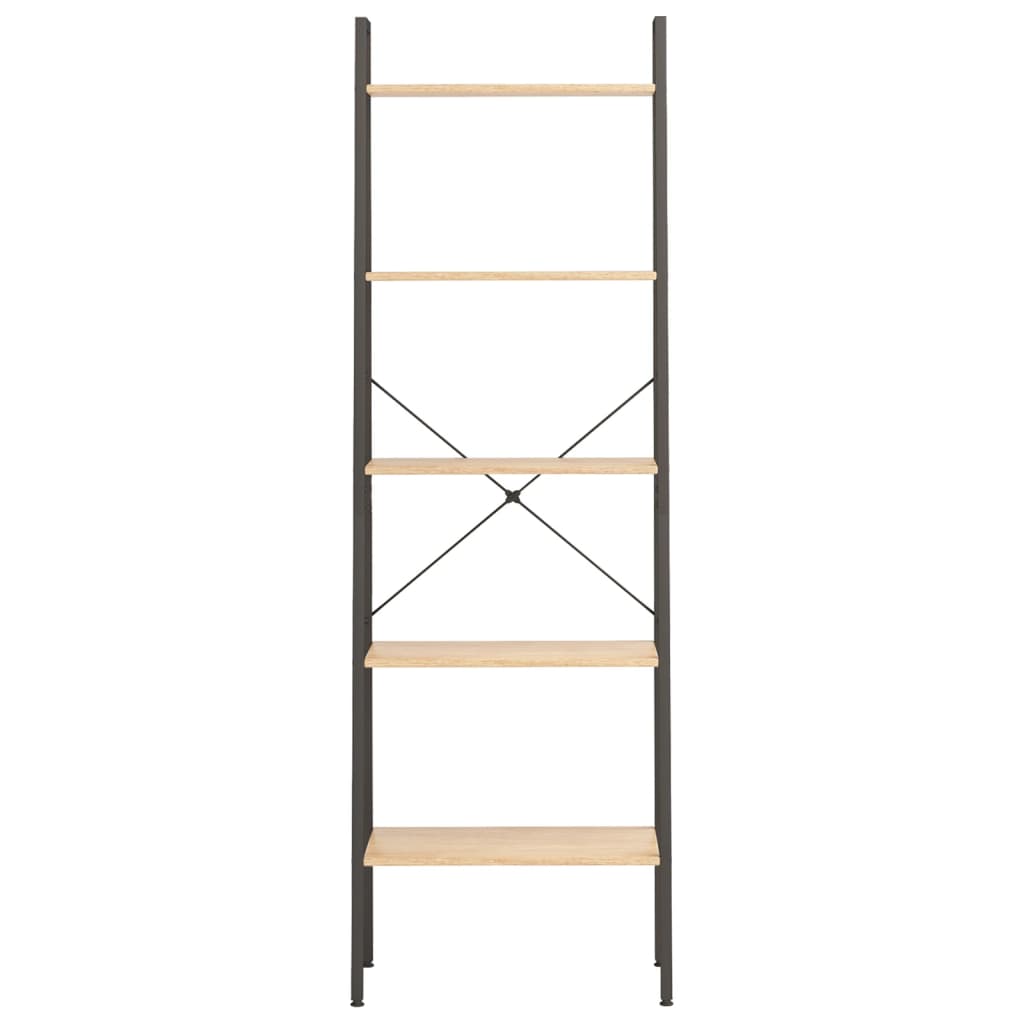vidaXL Ραφιέρα 5 Επιπέδων Ανοιχτό Καφέ & Μαύρο 56 x 35 x 174 εκ.