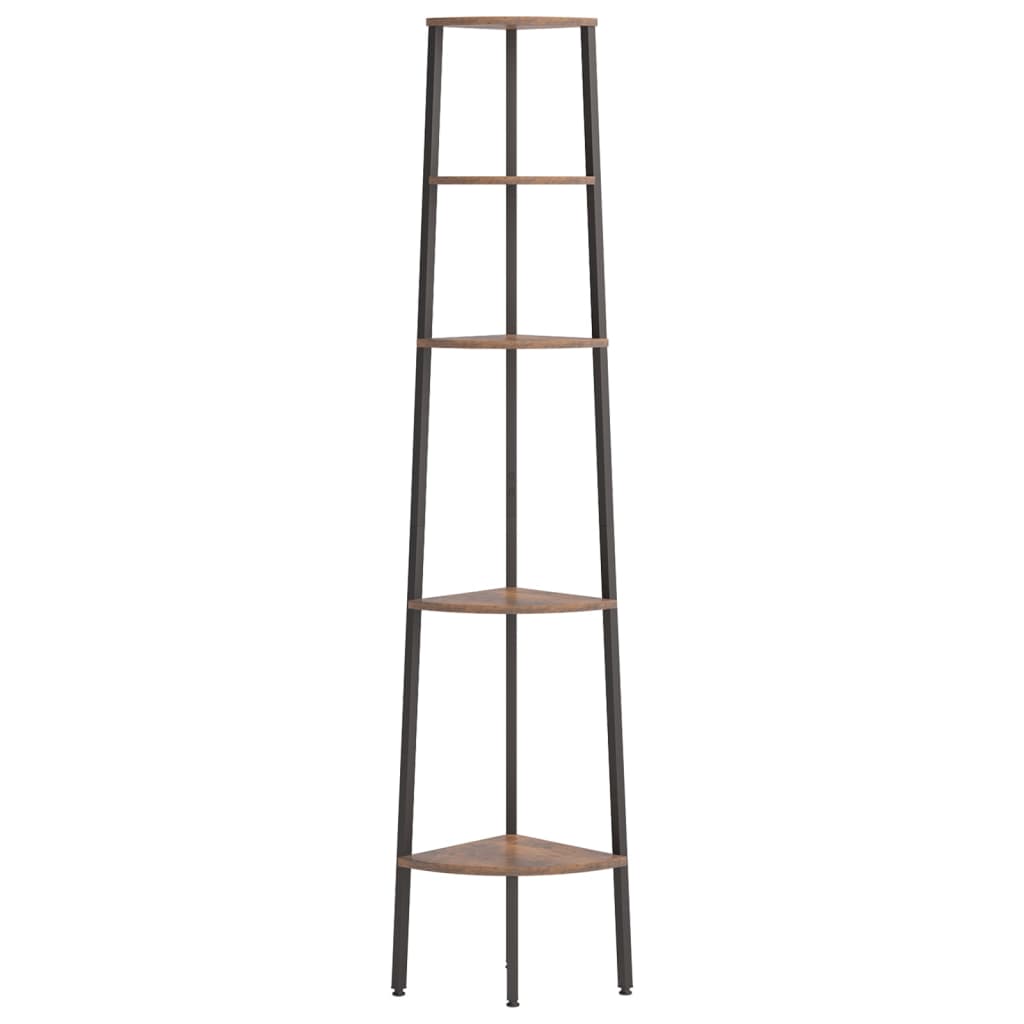 vidaXL Ραφιέρα Γωνιακή 5 Επίπεδων Σκούρο καφέ & Μαύρο 45,5x31,5x180εκ.