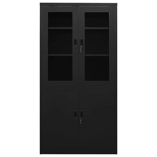 vidaXL Ντουλάπα Γραφείου 90 x 40 x 180 εκ. Μαύρη Ατσάλινη