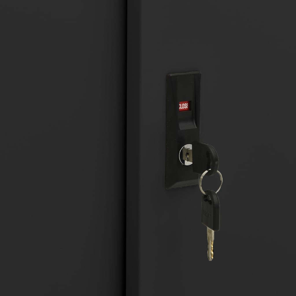 vidaXL Ντουλάπι Γραφείου με Συρόμενη Πόρτα Μαύρο 90x40x90 εκ. Ατσάλινο