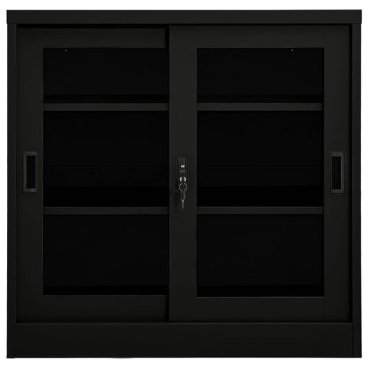 vidaXL Ντουλάπι με Συρόμενη Πόρτα Μαύρο 90 x 40 x 90 εκ. Ατσάλινο