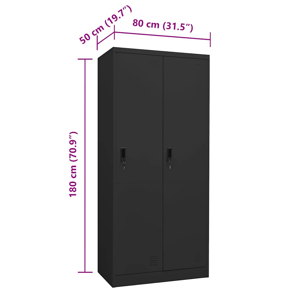 vidaXL Ντουλάπα Ανθρακί 80 x 50 x 180 εκ. Ατσάλινη