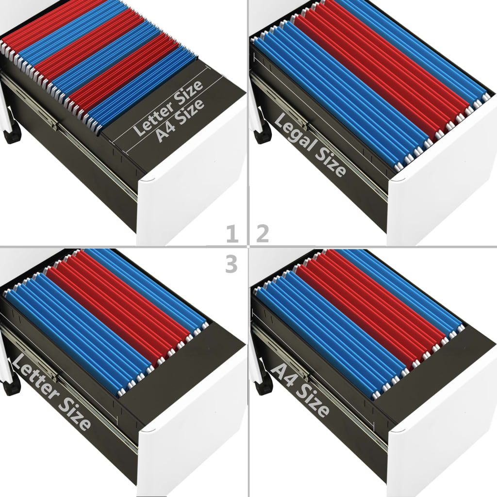 vidaXL Αρχειοθήκη Φορητή Λευκή 30 x 45 x 59 εκ. Ατσάλινη