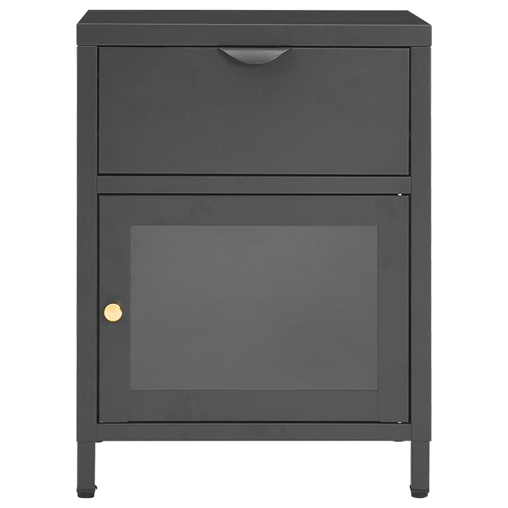 vidaXL Κομοδίνο Ανθρακί 40 x 30 x 54,5 εκ. από Ατσάλι και Γυαλί