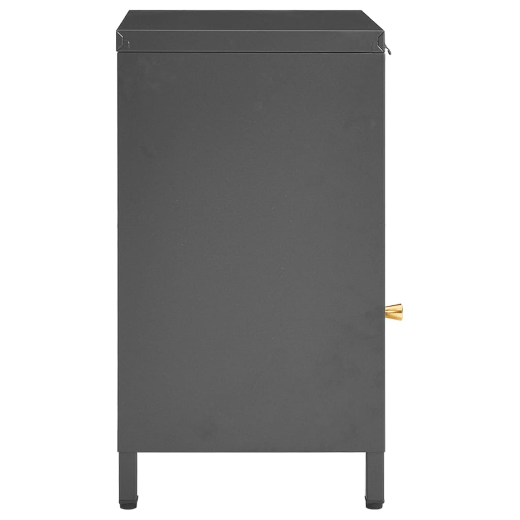 vidaXL Κομοδίνο Ανθρακί 40 x 30 x 54,5 εκ. από Ατσάλι και Γυαλί