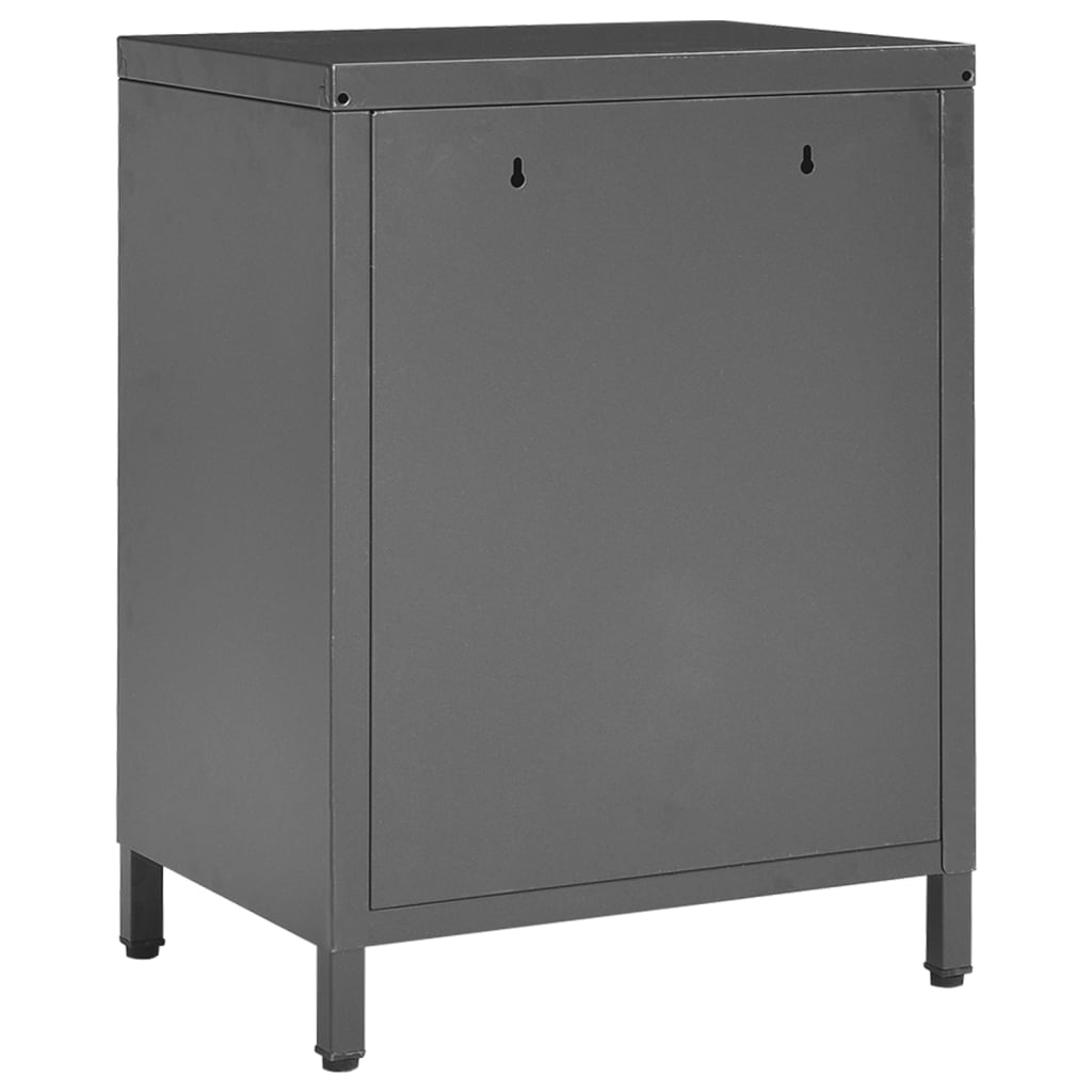 vidaXL Κομοδίνο Ανθρακί 40 x 30 x 54,5 εκ. από Ατσάλι και Γυαλί