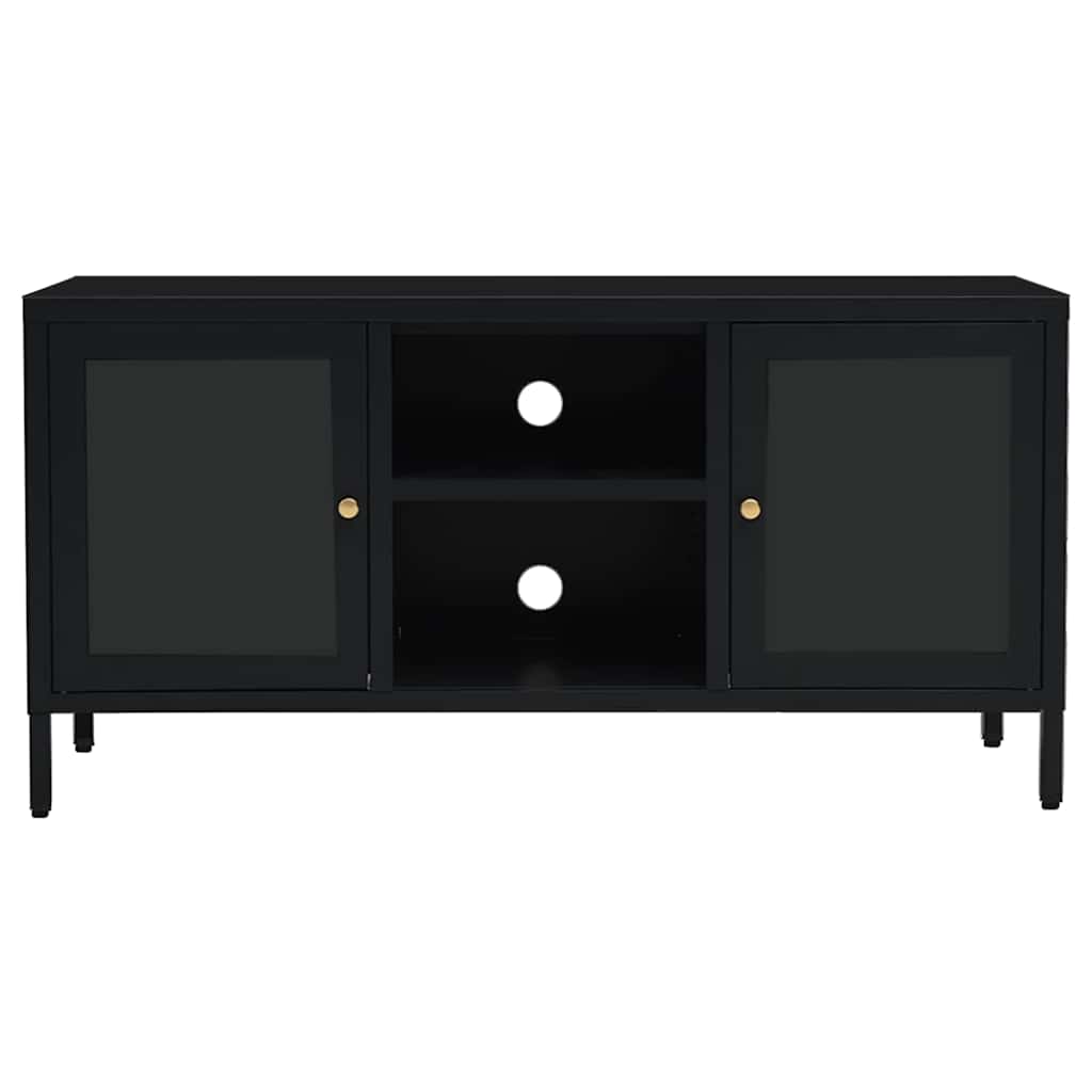 vidaXL Έπιπλο Τηλεόρασης Μαύρο 105 x 35 x 52 εκ. από Ατσάλι και Γυαλί