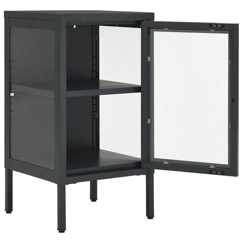 vidaXL Μπουφές Ανθρακί 38 x 35 x 70 εκ. από Ατσάλι και Γυαλί