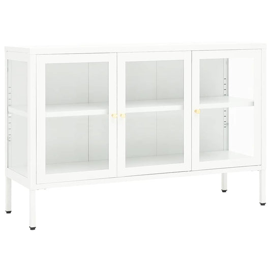 vidaXL Μπουφές Λευκός 105 x 35 x 70 εκ. από Ατσάλι και Γυαλί