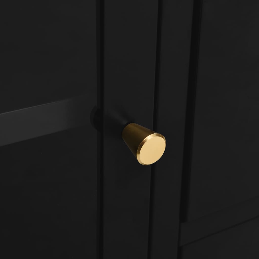 vidaXL Μπουφές Μαύρος 75 x 35 x 70 εκ. από Ατσάλι και Ψημένο Γυαλί