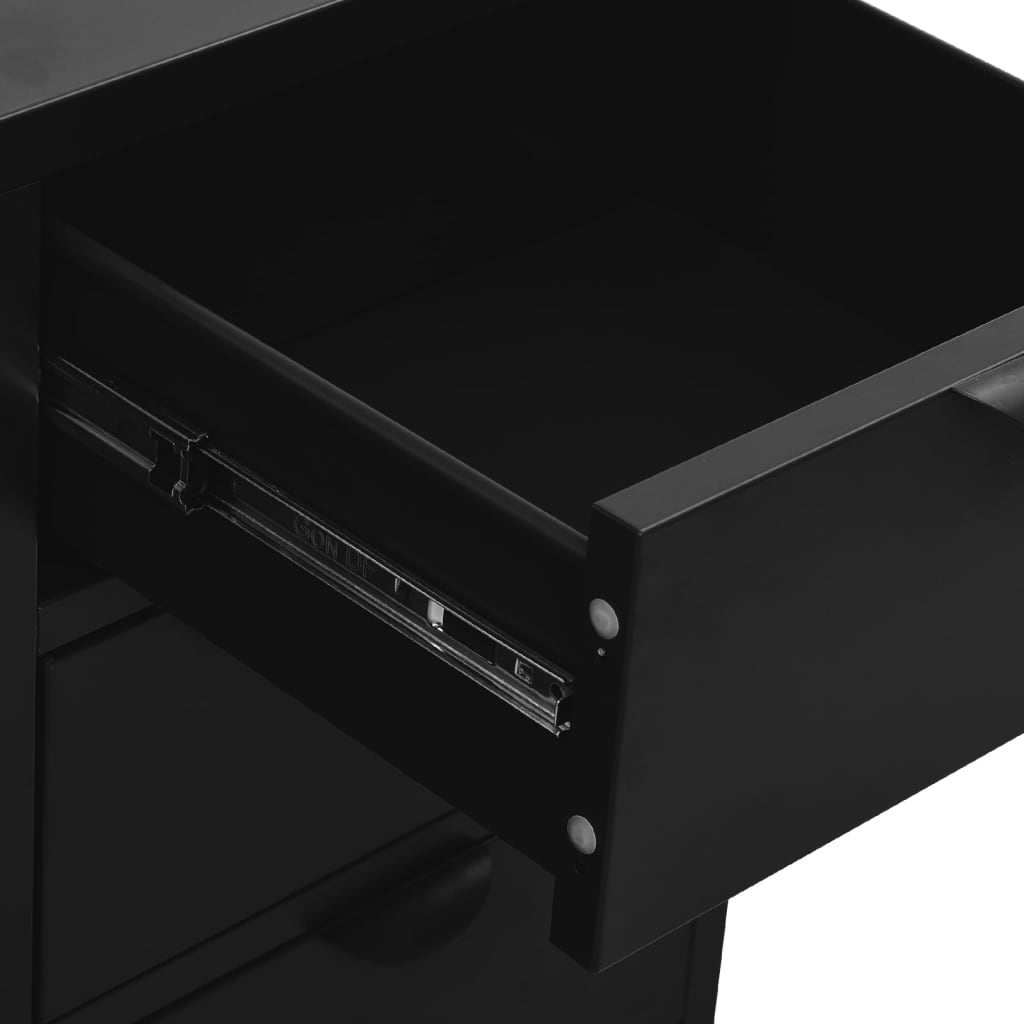 vidaXL Μπουφές Μαύρος 75 x 35 x 70 εκ. από Ατσάλι και Ψημένο Γυαλί