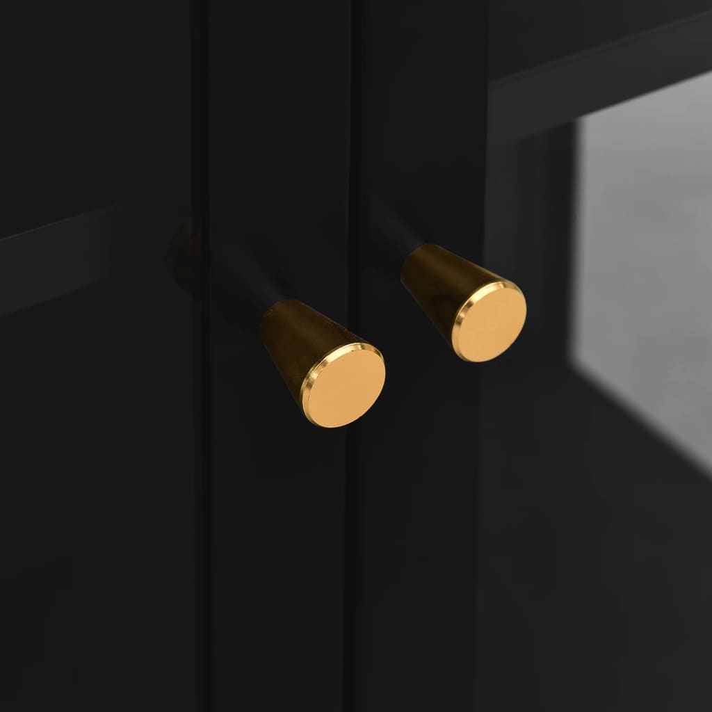 vidaXL Ντουλάπα Βιτρίνας Μαύρη 90 x 40 x 180 εκ. Ατσάλι / Ψημένο Γυαλί