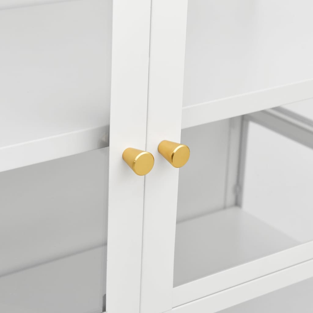 vidaXL Ντουλάπα Βιτρίνας Λευκή 90 x 40 x 180 εκ. Ατσάλι / Ψημένο Γυαλί