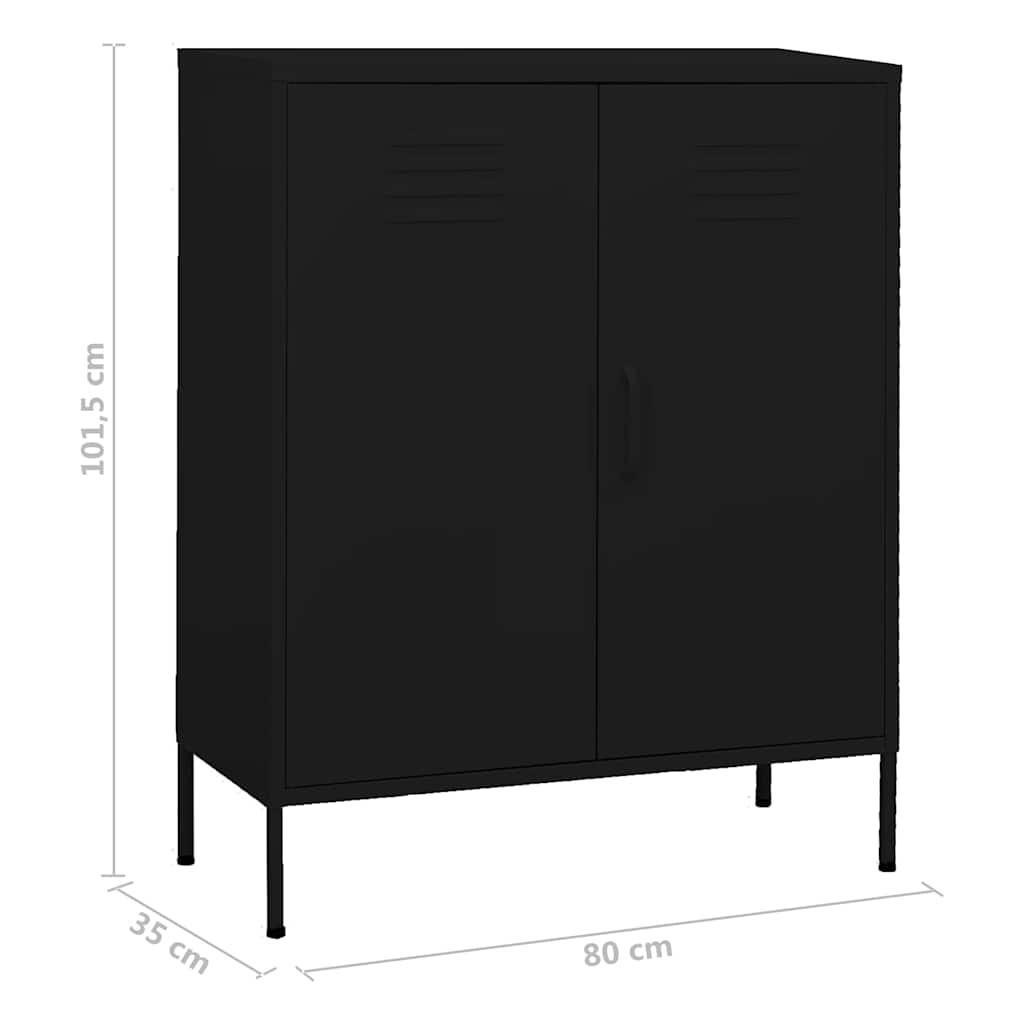 vidaXL Ντουλάπι Αποθήκευσης Μαύρο 80 x 35 x 101,5 εκ. Ατσάλινο