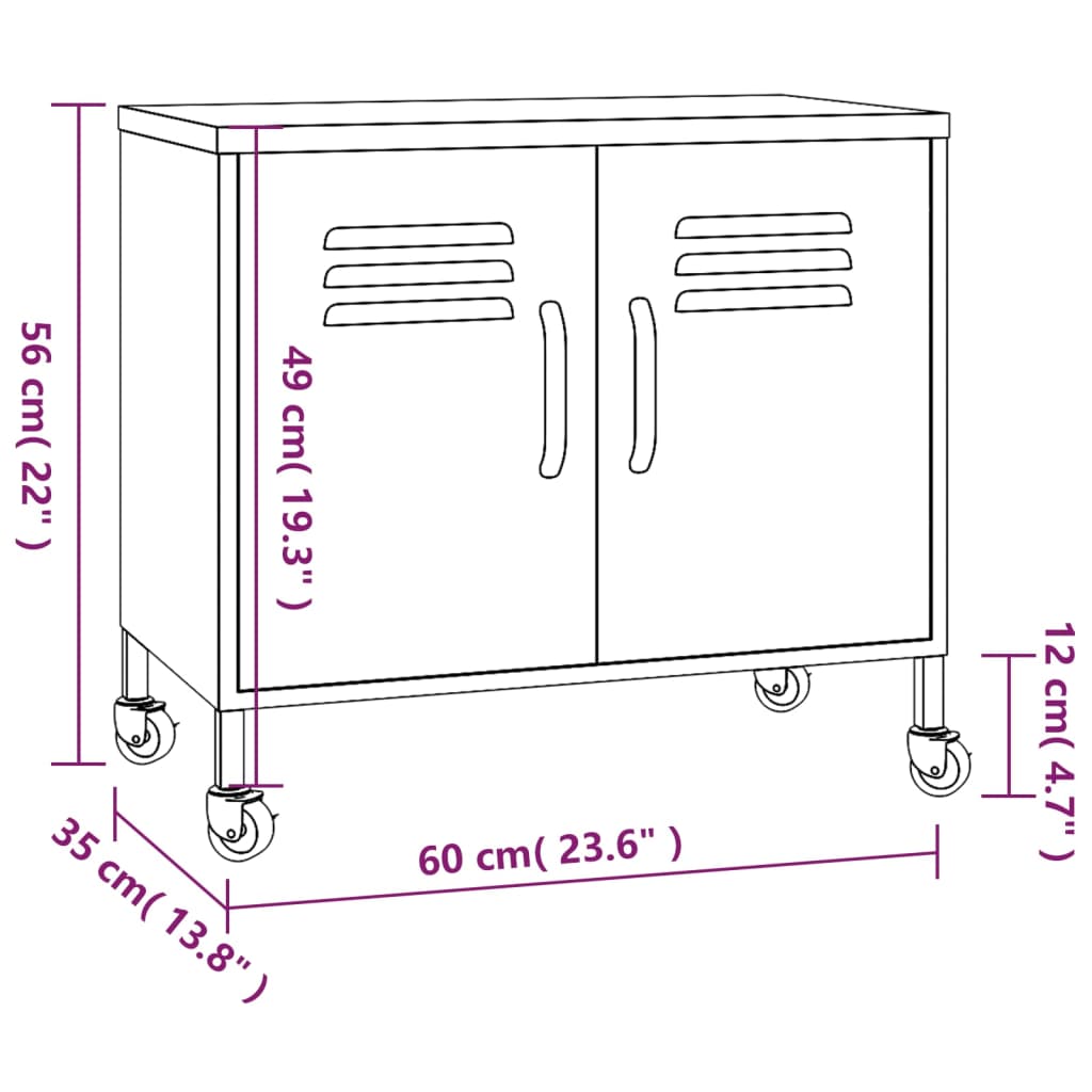 vidaXL Ντουλάπι Αποθήκευσης Λευκό 60 x 35 x 56 εκ. από Ατσάλι