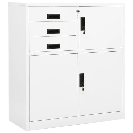 vidaXL Ντουλάπα Γραφείου Λευκή 90 x 40 x 102 εκ. Ατσάλινη