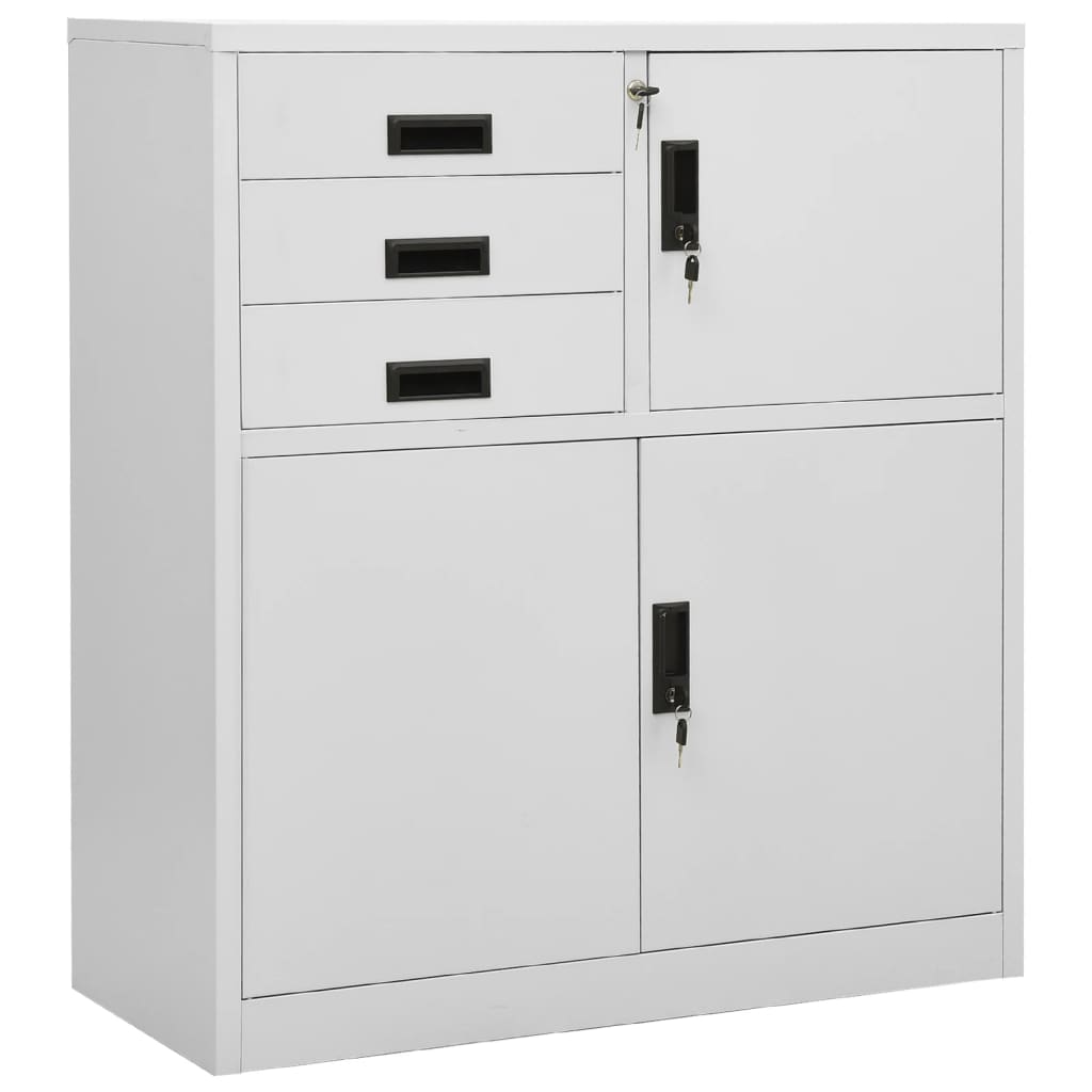 vidaXL Ντουλάπα Γραφείου Ανοιχτό Γκρι 90 x 40 x 102 εκ. Ατσάλινη