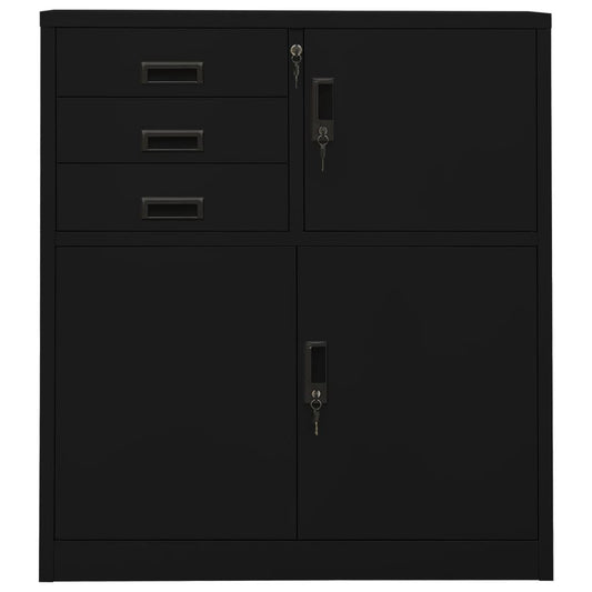 vidaXL Ντουλάπα Γραφείου Μαύρη 90 x 40 x 102 εκ. Ατσάλινη