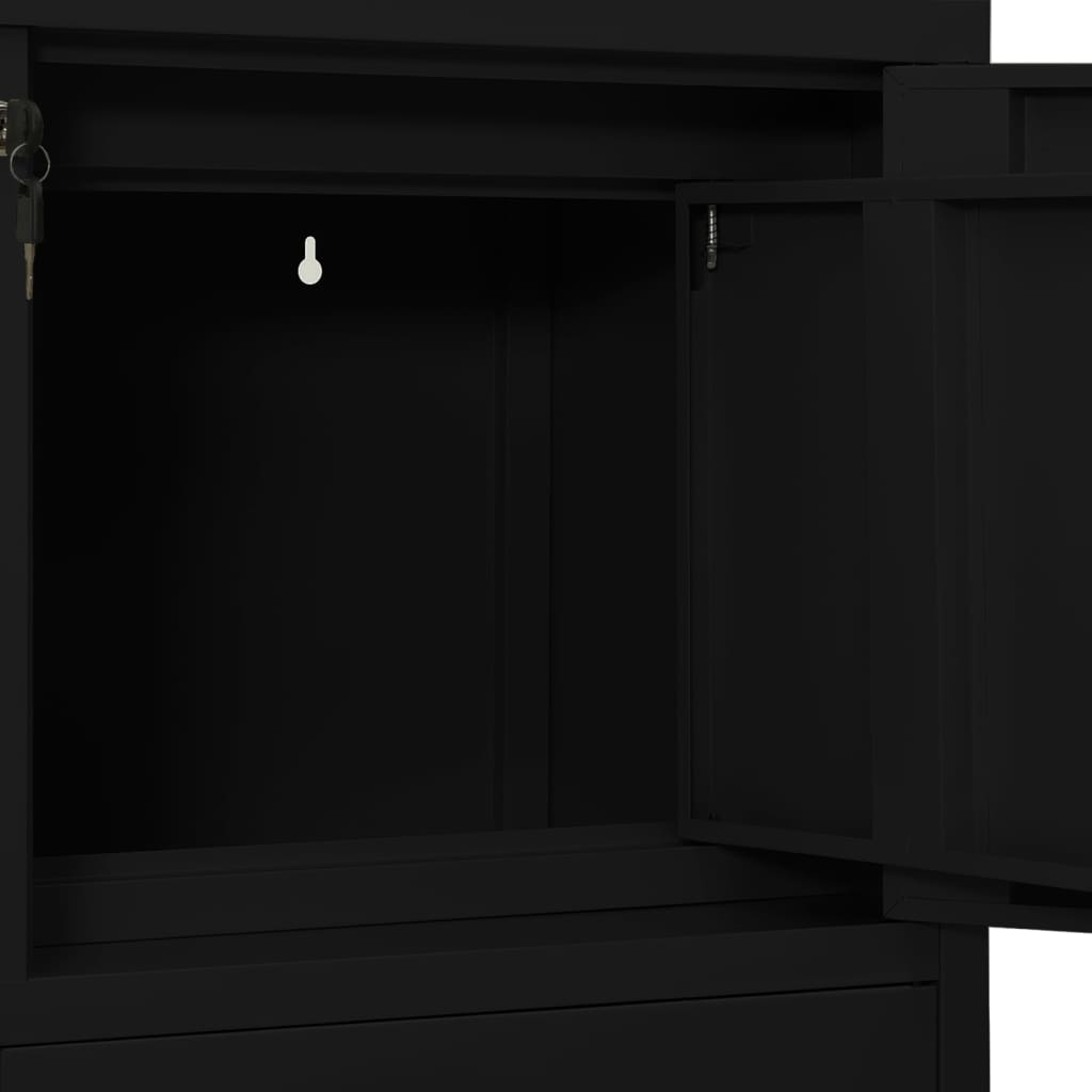 vidaXL Ντουλάπα Γραφείου Μαύρη 90 x 40 x 102 εκ. Ατσάλινη