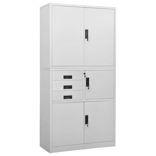 vidaXL Ντουλάπα Γραφείου Ανοιχτό Γκρι 90 x 40 x 180 εκ. Ατσάλινη
