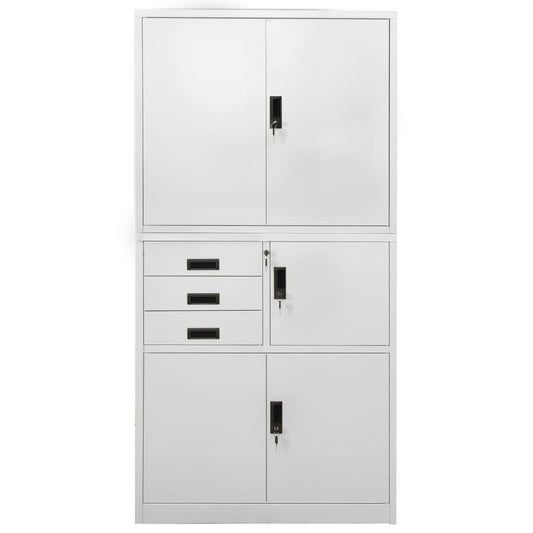 vidaXL Ντουλάπα Γραφείου Ανοιχτό Γκρι 90 x 40 x 180 εκ. Ατσάλινη