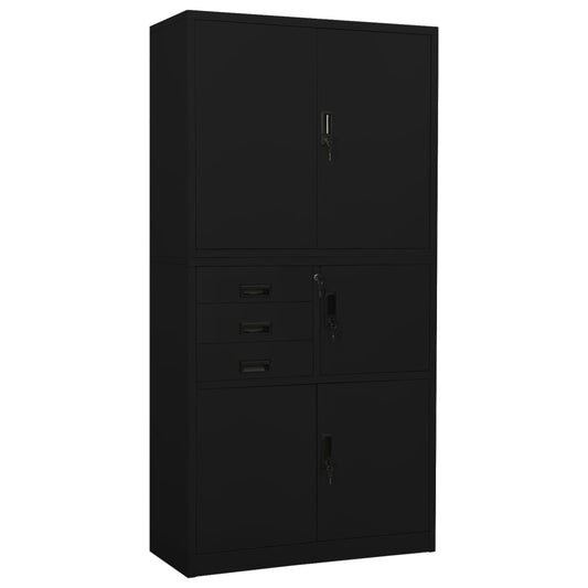 vidaXL Ντουλάπα Γραφείου Μαύρη 90 x 40 x 180 εκ. Ατσάλινη