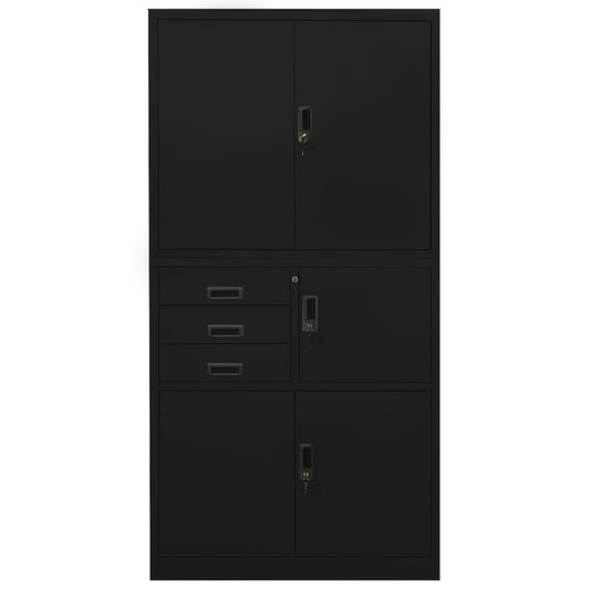 vidaXL Ντουλάπα Γραφείου Μαύρη 90 x 40 x 180 εκ. Ατσάλινη